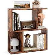 Giantex 3-Tier S-Shaped Bookshelf, Modern Geometric Bookcase, Freestanding Display Shelf for Smal...