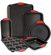 Baking Pan 6 Piece Set Nonstick Carbon Steel Oven Bakeware Kitchen Set with Silicone Handles, Coo...