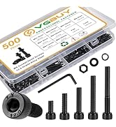 VGBUY 500Pcs M4 Screw Kit, Black M4 Screws (7 Sizes 6-30mm), Assorted Metric Nuts and Bolts Assor...