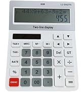 DECKLIT Battery and Solar Unique 120-Step Calculation Check 12 Digit 2 Line Extra Large Calculato...