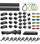 [261Pcs] Cable Management Kit, Cord Organizer, Complete Desk Cable Management Solution to Keep De...