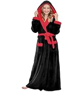 PJGGZ Long Robes For Women Floor Length, Fluffy Fleece Warm Cozy Hooded Bathrobe Plush Luxury Plu...