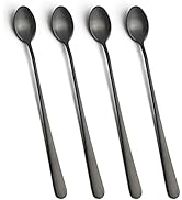 IQCWOOD Long Handle Spoons, 9-inch Black Iced Tea Spoons, Coffee Stirrers, Stainless Steel Coffee...