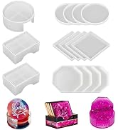 15 Pcs Coaster Resin Molds Silicone,Mold for Epoxy Resin Coaster Molds with Round Square Shape Ho...