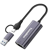 Tccmebius USB Ethernet Adapter, 2-in-1 USB C/USB 3.0 to RJ45 1000Mbps Gigabit Ethernet LAN Networ...