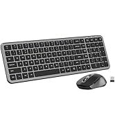 Silent Keyboard and Mouse, Wireless Compact Full-Size Computer Keyboard with Calculator Button, 2...