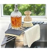 Corner Sink Caddy Kitchen Sink Organizer, Silicone Wrapped Triangle Roll Up Dish Drying Rack Over...