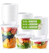 NEEBAKE 60 Set Deli-Containers-with-Lids: [8oz 16oz 32oz] Combo Plastic-Food-Storage-Containers-w...