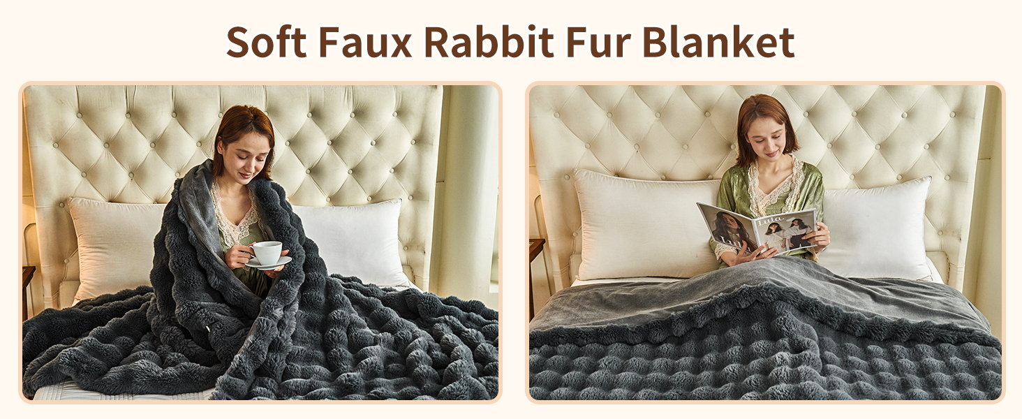 Faux Fur Rabbit Heated Blanket