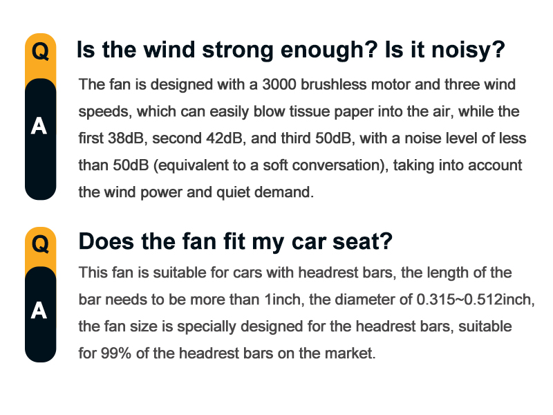 Dual Head Car Cooling Fan for Back Seat Car Seat Headrest Fan for Kids Baby Dog Rear Facing