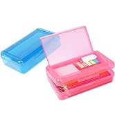 DANRONG Plastic Pencil Box 2 Pack, Large Capacity Pencil Case, Pencil Boxes Double Layer for Kids...