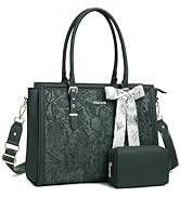 MOSISO Laptop Bag for Women, PU Leather Tote Bag, Front Embossed Retro Hibiscus Computer Bags wit...