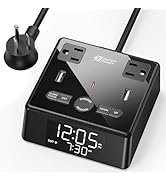 Digital Alarm Clock with 3 USB Charger, SUPERDANNY Desk Charging Station 2 AC Outlets, 6.5ft Cord...