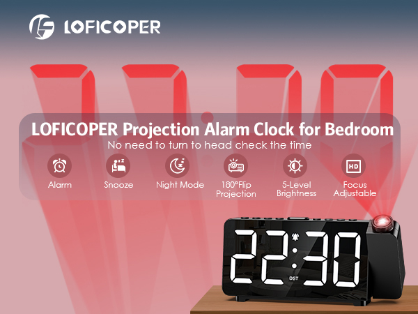 Projection Alarm Clock for Bedroom, Digital Alarm Clock