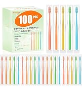 Fresings 100 Pack Disposable Toothbrushes Bulk – Individually Wrapped Soft Bristles Single Use fo...