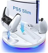 PS 5 Slim Stand and Dual Controller Charging Station for Playstation 5 Slim Console Disc&amp;Digital ...