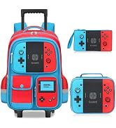 TILYTADLY Kids Rolling Backpack for Boys - 3PCS Gamer Boys Rolling Backpack with Lunch Box Set, W...