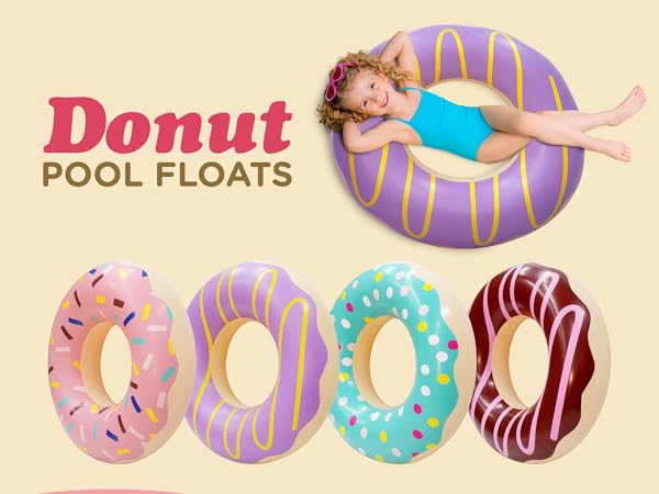 Children's Swim Rings4 Pack Donut Pool Floats for Kids &amp; Adults