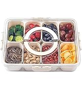 shopwithgreen Divided Serving Tray with Lid and Handle, Portable Snackle Box Charcuterie Containe...