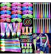 OLUPP 148 PCS Glow in the Dark Party Supplies, 16 PCS Glow Fiber Optic Wands, 14 PCS LED Glasses,...