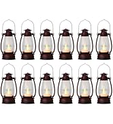 Reperla 12Pcs Hand-Brushed Red Mini Lanterns for Vintage Christmas Table Decorations – 6Inch Smal...