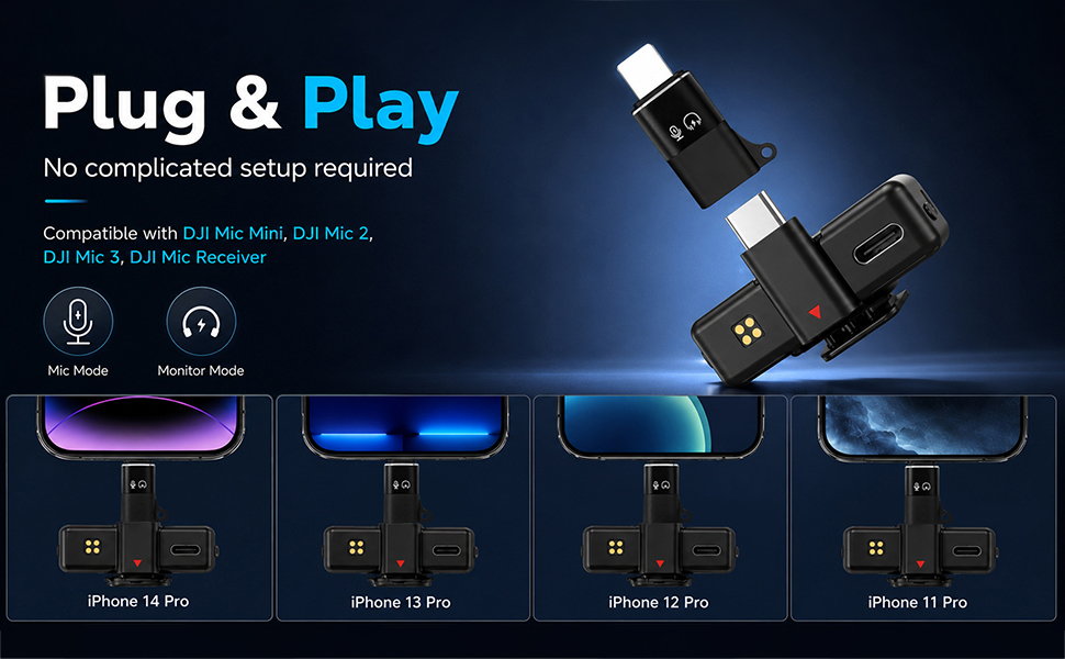 USB C to Lighting OTG Audio Adapter for Connecting DJI Mic Mini