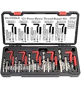 BILITOOLS Thread Repair Kit Metric, 131-Piece HSS Drill Helicoil Repair Kit M5 M6 M8 M10 M12