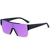LYZOIT Square Sunglasses Women Men Flat Top Mirrored Sunnies Shades UV Protection