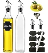 WERTIOO Olive Oil Dispenser Bottle, 2 Pack 17oz Oil and Vinegar Dispenser Set Clear Oil Bottles C...