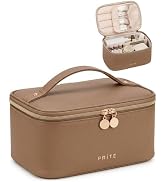 Prite Makeup Bag, Large Capacity Cosmetic Bag for Women and Girls, Waterproof PU Leather Travel M...