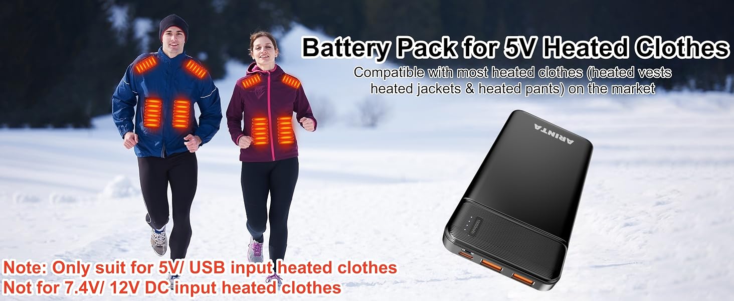 battery pack heated jacket heated vest power bank portable charger