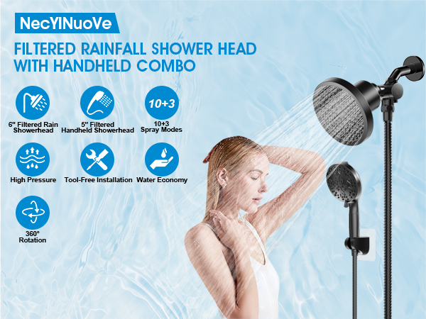 filtered shower heads with handheld spray combo