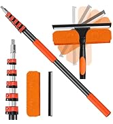 30FT Reach High Window Cleaning Kit with Pole,2 in 1 Window Squeegee for Window Cleaning,5-24FT P...
