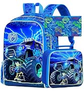 CCJPX 3Pcs Truck Backpack for Boys, 16" Cars Kids Water Resistant Preschool Bookbags,Cool Kinderg...