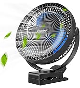 10000mAh Rechargeable Fan, Clip On Fan for Bed, Battery Operated Stroller Fan(Up to 24H of Use), ...