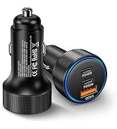 2-Pack Car Charger,93W 3 Ports Fast Charging Dual USB-C + USB-A Cigarette Lighter Adapter, PD &amp; Q...