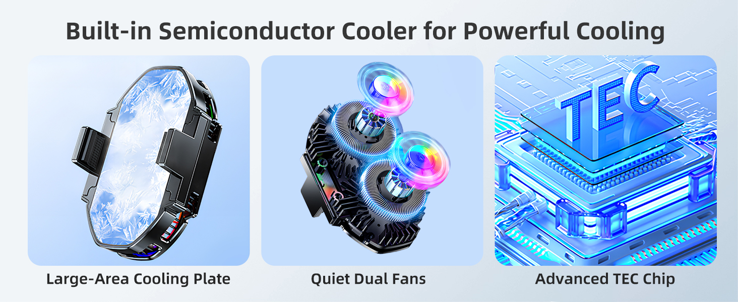 Built-in Semiconductor Cooler for Powerful Cooling | Quiet Dual Fans | Large-Area Cooling Plate