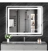 Koonmi 40"x30" LED Mirror for Bathroom, 90CRI Anti-Fog Vanity Mirror with Front and Backlight, Sh...