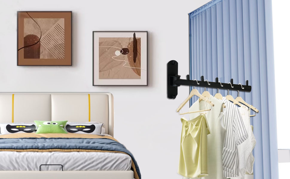 Wall mounting foldable clothes hanger rack