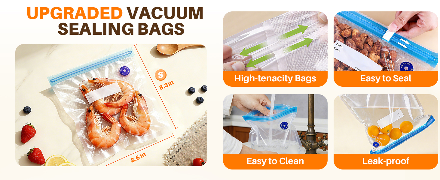 Vacuum Sealer Bags, 20 Reusable Vacuum Sealer Bags for Food