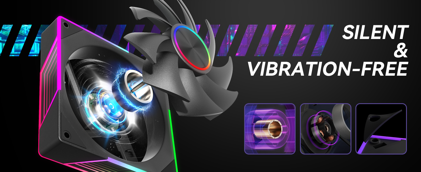 argb case fan with balck frame and infinite mirror, silent core
