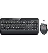 Wireless Keyboard and Mouse Combo with Wrist Rest, Foldable Legs, EDJO 2.4GHz Full-Sized Computer...