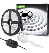 Lepro LED Strip Light White, 16.4ft Dimmable Vanity Lights, 6000K Super Bright LED Tape Lights, 3...