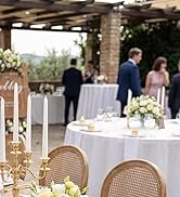 WDF 350PCS White and Gold Plastic Plates - Gold Plates Disposable 50Guest Plastic Dinnerware Idea...