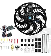 BLACKHORSE-RACING 14" Universal Electric Radiator Cooling Fans + Thermostat Relay &amp; Mount Kit