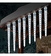 WATERGLIDE Meteor Shower Lights, 12" Outdoor Icicle Christmas Lights 10 Icicles 240 SMD LED Cryst...