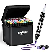 AnyMark Alcohol Markers, 80 Colors Dual Tip Art Coloring Markers Set for Kids Adult Book Drawing ...