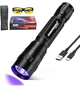 DARKBEAM Flashlight UV 395nm Black Light, Mini &amp; Powerful Wood’s Lamp USB -C LED Rechargeable Bla...
