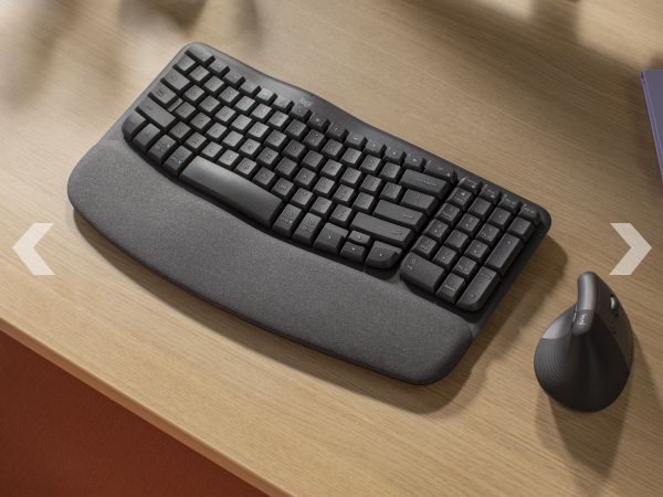 Wave Keys wireless ergonomic keyboard with a cushioned palm rest
