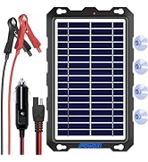 POWOXI Upgraded 7.5W-Solar-Battery-Trickle-Charger-Maintainer-12V Portable Waterproof Solar Panel...